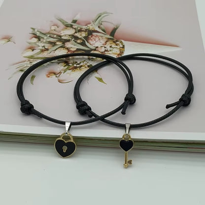 New Fashion Couple Bracelet Stitching Heart Bracelets Women Cute Cat Pendant Romantic Valentine'S Day Present for Lovers