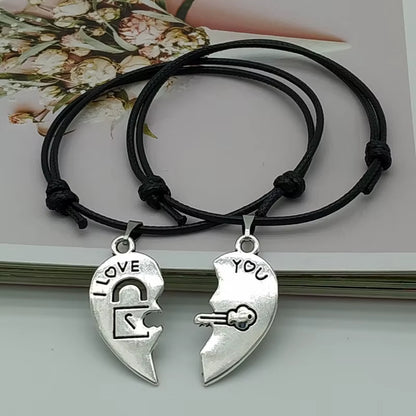 New Fashion Couple Bracelet Stitching Heart Bracelets Women Cute Cat Pendant Romantic Valentine'S Day Present for Lovers