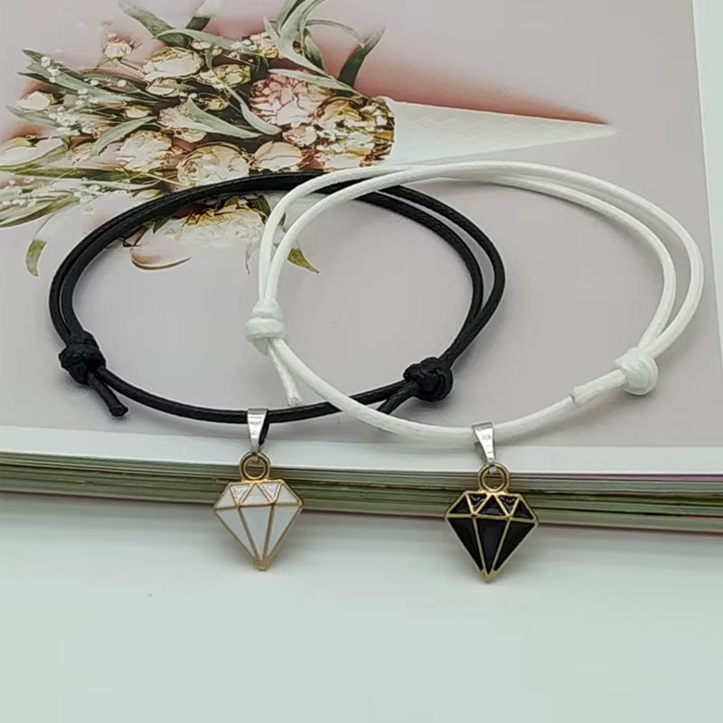 New Fashion Couple Bracelet Stitching Heart Bracelets Women Cute Cat Pendant Romantic Valentine'S Day Present for Lovers